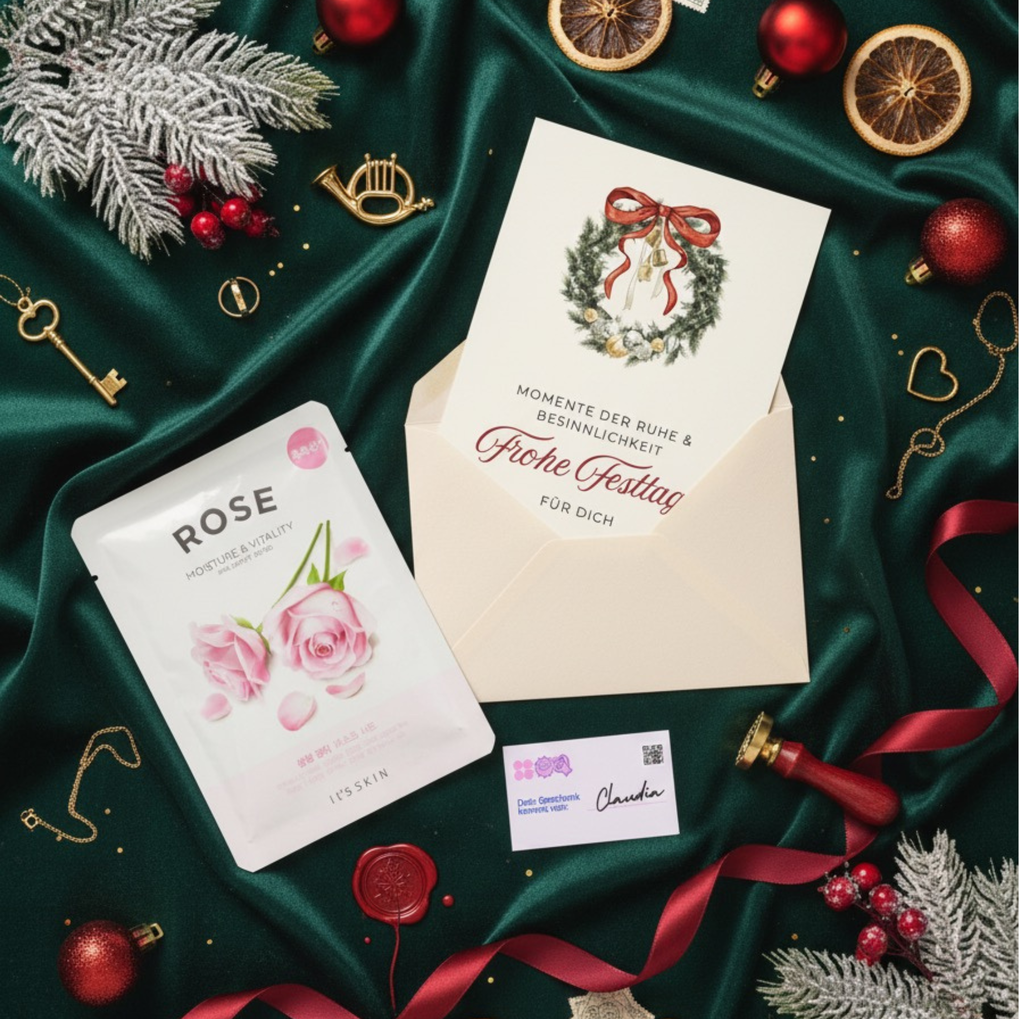 Mini-Geschenkset 'Momente der Ruhe' - Karte + koreanische Sheet-Maske