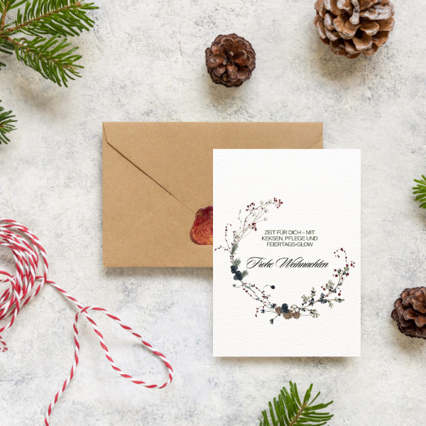 Mini-Geschenkset 'Weihnachts-Glow' - Karte + koreanische Sheet-Maske