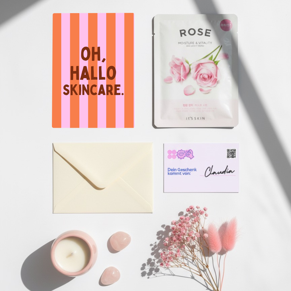 Mini-Geschenkset 'Hallo Skincare' - Karte + koreanische Sheet-Maske