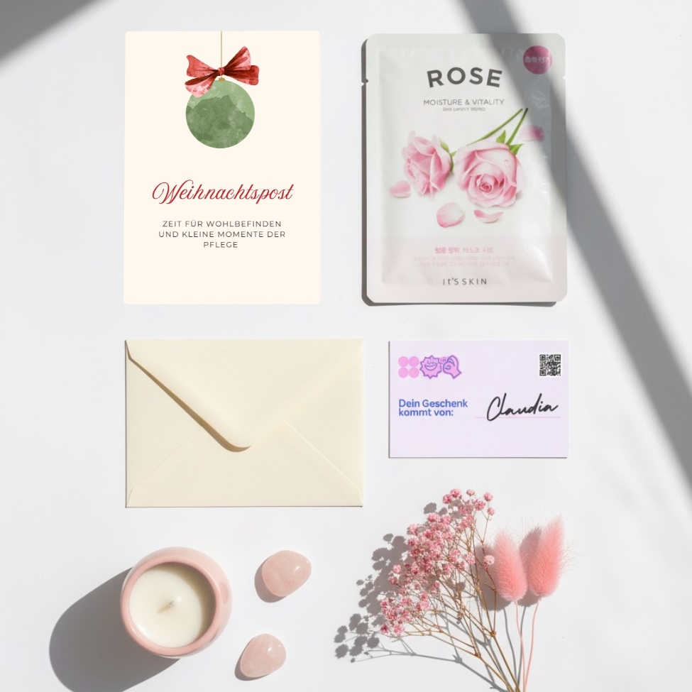 Mini-Geschenkset 'Weihnachtspost' - Karte + koreanische Sheet-Maske