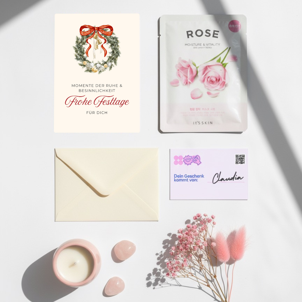 Mini-Geschenkset 'Momente der Ruhe' - Karte + koreanische Sheet-Maske