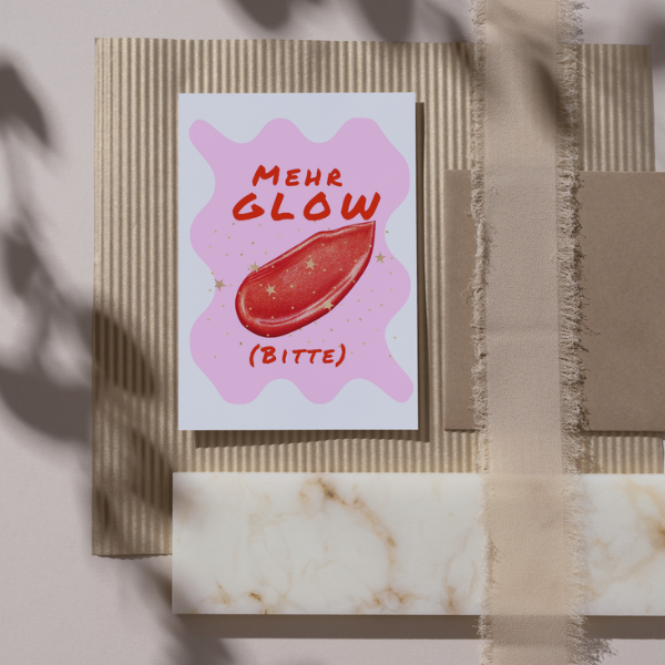 Mini-Geschenkset 'MEHR GLOW BITTE' - Karte + koreanische Sheet-Maske