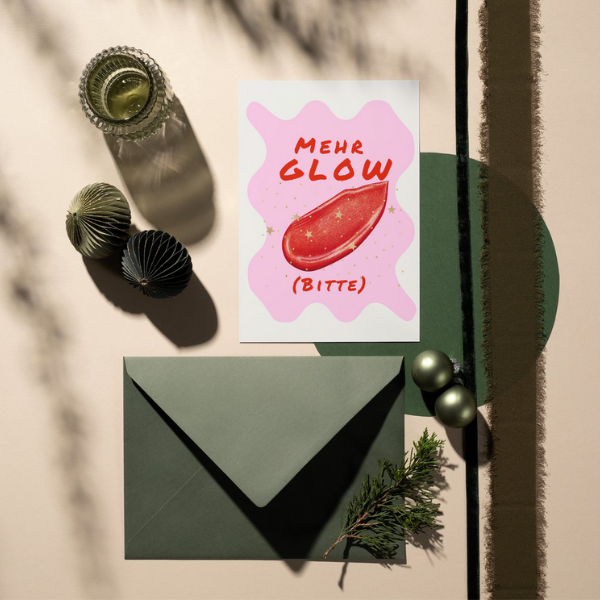 Mini-Geschenkset 'MEHR GLOW BITTE' - Karte + koreanische Sheet-Maske